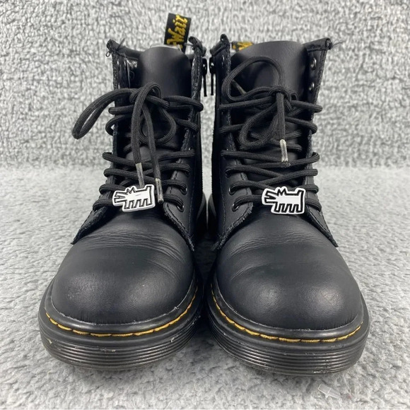 DR MARTENS X KEITH HARING 1460Y BOOTS TODDLER SIZE 2 KIDS LEATHER LACE UP PRINT - Picture 3 of 16